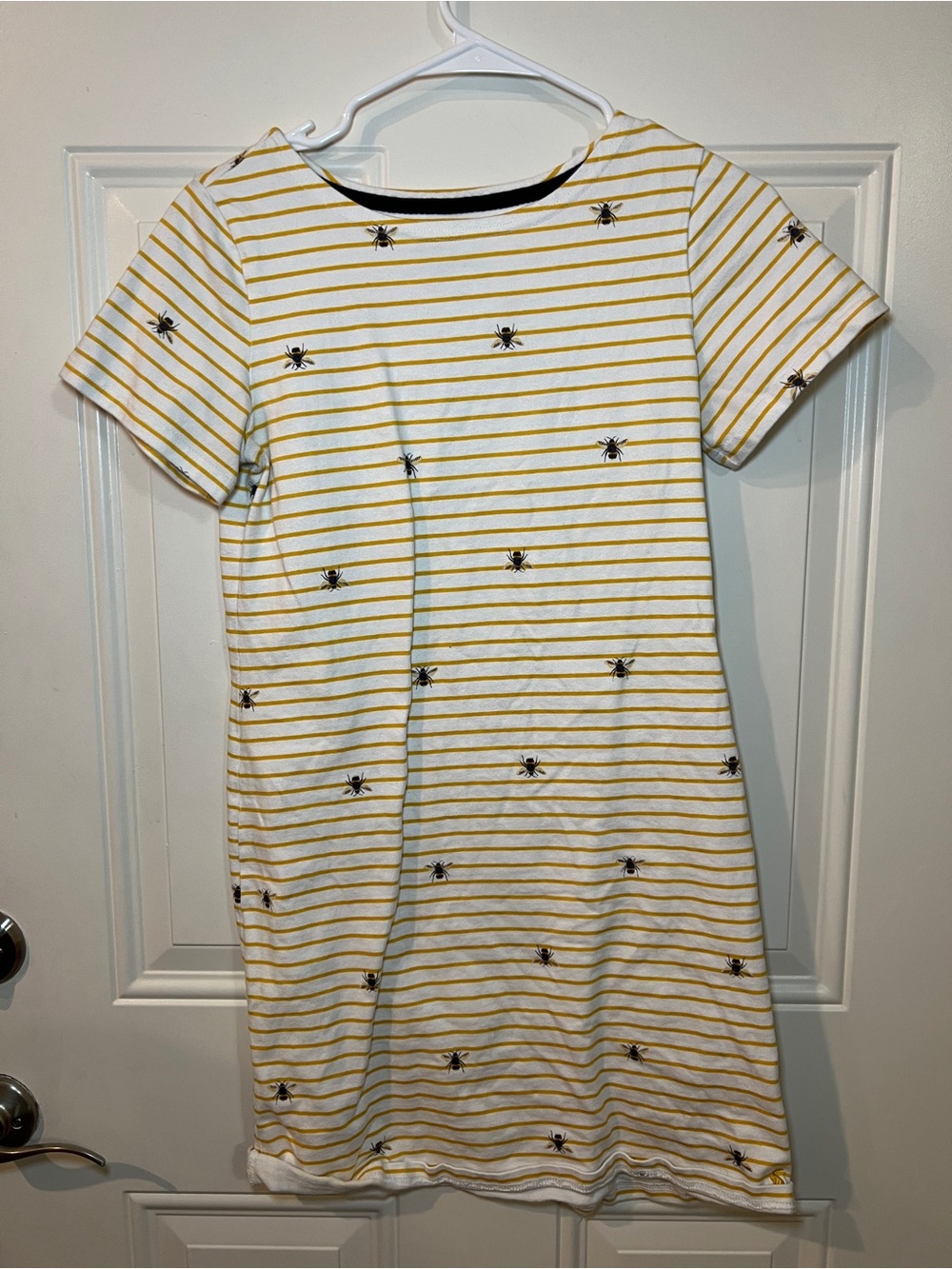 Joules White and Yellow Striped Bee Tee Dress